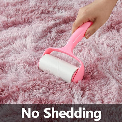 Large Shag Area Rugs 5 x 8, Tie-Dyed Plush Fuzzy Rugs for Living Room, Ultra Soft Fluffy Furry Rug for Bedroom, Indoor Carpet Nursery Rugs for Kids Room Home Decor, Pink Purple