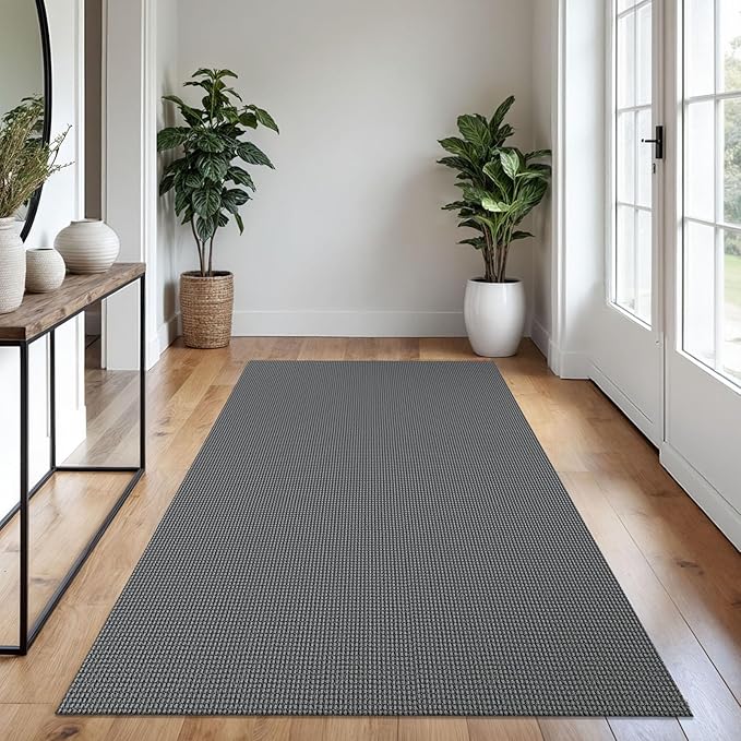 Braided Area Rug 4x6 Ft Washable Rugs for Entryway Non Slip Throw Rugs Boho Door Mat Indoor Entrance Cotton Bedroom Rug Woven Door Carpet for Foyer Bedroom Living Room, Dark Grey/Grey