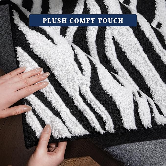 YIHOUSE 5×7 Ft Area Rugs, Black and White Modern Abstract Rug, Washable Plush Soft Zebra Print Carpet, Non-Slip Non-Shedding Rug for Living Room, Bedroom, Playroom, Home Office Decor