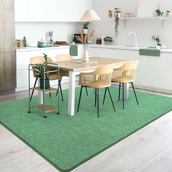 AROGAN Washable 5×7 Living Room Rug, Modern Area Rugs with Soft Memory Foam for Bedroom, Minimalist Non-Slip Indoor Floor Carpet for Dining Room Office Kids Playroom Decor, Sage Green
