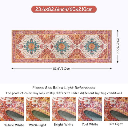 Moynesa Ultra-Thin Washable Pink Long Bathroom Rug - 2x7 Kitchen Carpet Runner, Non Skid Non Shedding Low Pile Bedroom Mat for Laundry Living Room Hall Foyer