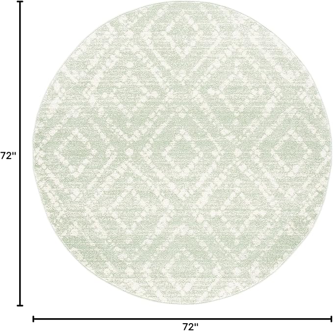 SAFAVIEH Adirondack Collection 6' Round Green/Ivory ADR131Y Modern Diamond Distressed Non-Shedding Living Room Dining Bedroom Foyer Area Rug
