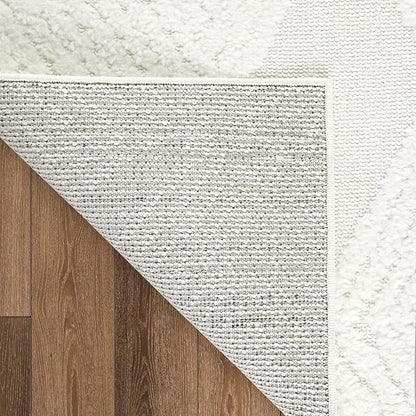 Antep Rugs Palafito 2x4 Geometric Shag Diamond High-Low Pile Textured Indoor Area Rug (White, 2' x 4')