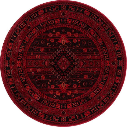 Unique Loom Tekke Collection Area Rug - Sheibani (3' 3" Round, Red/ Black)