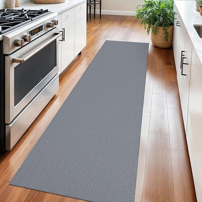 Braided Runner Rug 2x6 Ft Washable Runners for Hallways Kitchen Runner Rug with Rubber Backing Cotton Entryway Runner Indoor, Woven Floor Carpet for Hall Kitchen Bedroom, Light Gray