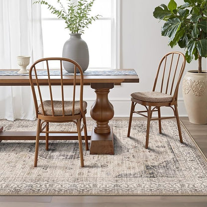 LUMI 8x10 Washable Area Rug for Living Room, Ultra Soft Traditional Rugs Non Slip with Rubber Backing, Low Profile, High Traffic, Stain Resistant Carpets, Ideal for Bedroom, Dining Room, Indoor