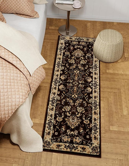 Unique Loom Sialk Hill Collection Area Rug - Washington (2' 7" x 10' Runner Brown/Black)