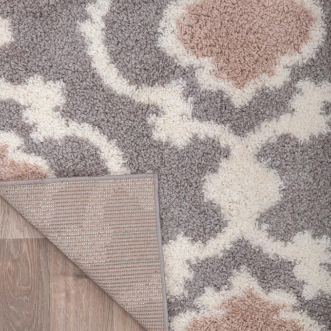 Rugshop Cozy Moroccan Trellis Gray/Cream 2' x 7'2" Indoor Shag Area Rug Runner