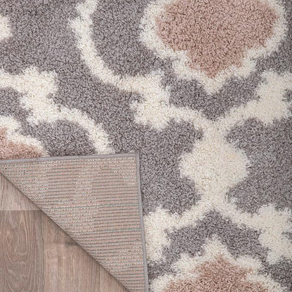Rugshop Cozy Moroccan Trellis Gray/Cream 7'10" X 10' Indoor Shag Area Rug
