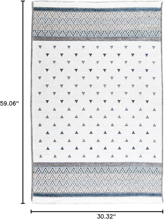 Alfa Rich 3x5 Blue Cream Off White Washable Area Rugs for Living Room Bedroom Kitchen Decor Runner