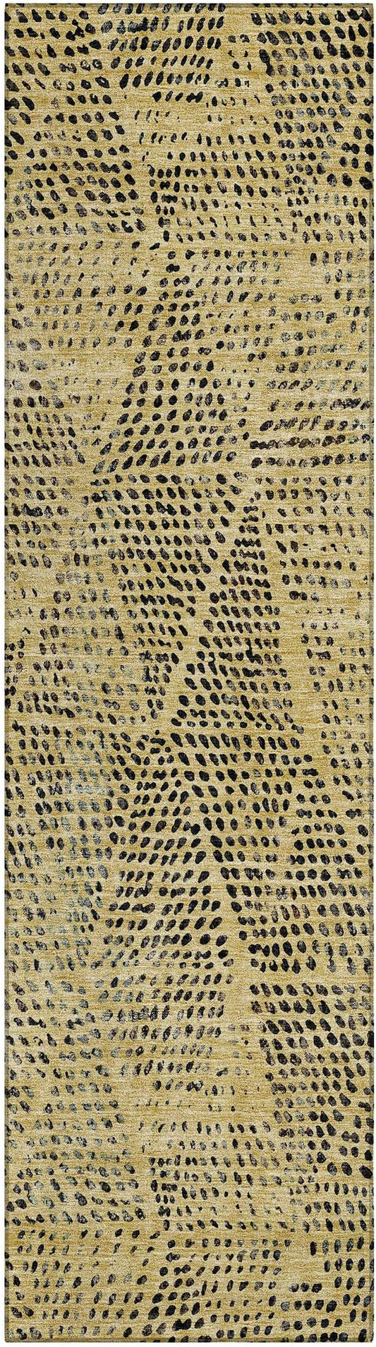 Addison Rugs Chantille ACN591 Gold 2'3" x 7'6" Indoor Outdoor Hallway Runner Rug, Stain Resistant Washable Kitchen Area Carpet for Bathroom, Laundry and Bedroom Rug