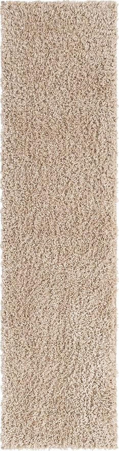 Unique Loom Davos Shag Collection Area Rug - Solid (2' 2" x 8' Runner, Linen)