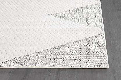 Modern Micro Loop Indoor Area Rugs for Living Room Bedroom Kitchen Geometric Triangle White 8x10 Luxury Durable Low and High Pile Non-Shedding Stain Resistant Soft Area Carpet 8 x 10