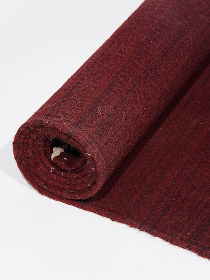 Hand Woven Flat Weave Kilim Wool ECO-Friendly Area Rugs - 10'x10', Square Shape, Burgundy Color, Solid Plain Design, Low Pile Handmade Area Rugs for Living Room, Bed Room (D00111)