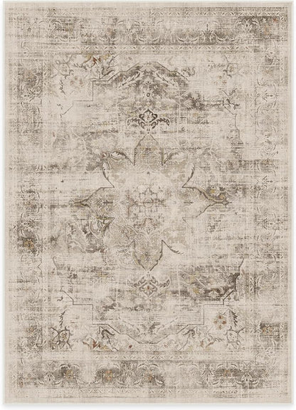 RUGGABLE Washable Vintage Area Rug – Sarrah Hazel 5x7, Stain-Resistant, Non-Slip – Medium Machine Washable Rugs for Living Room, Bedroom, Hallway, Entryway & Office–with Cushioned Pad