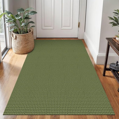 Braided Area Rug 3x5 Ft Washable Rugs for Entryway Non Slip Throw Rugs Boho Door Mat Indoor Entrance Cotton Kitchen Mats Woven Front Door Carpet for Foyer Living Room, Green