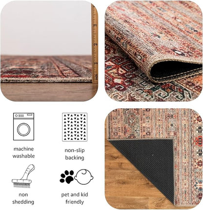 Keen Home Design 2x10 Rug - Machine Washable Runner with Non-Slip Backing, Ideal for Hallway, Entryway, Kitchen, Laundry Room - Vintage, Easy Clean, Durable, Low Pile Rug - (2'6" x 10')