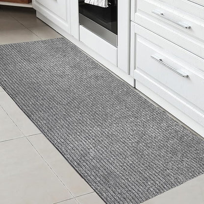 Ottomanson 2'7" x 6' Hallway Runner with Scraper Pile Extra Durable Non-Slip Rug Mat for Indoor & Outdoor Use - Ideal for Kitchen, Entryway, Patio & Garage - High-Traffic Carpet, Gray