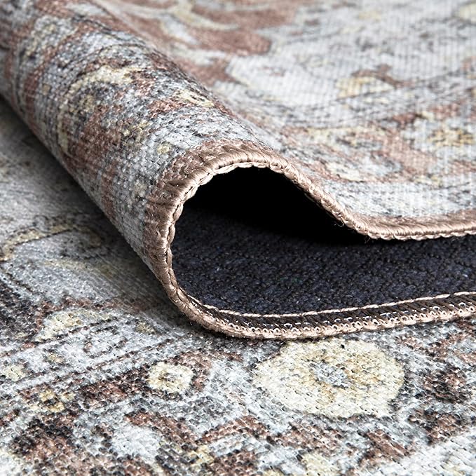 Bloom Rugs Washable Non-Slip 9' x 12' Rug - Blush/Beige Traditional Medallion Area Rug for Living Room, Bedroom, Dining Room, and Kitchen - Exact Size: 9' x 12'