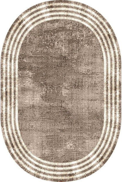 Country Earth Tone Brown Minimalist Distressed Home Office Rugs 7x10 for Living Room Bedroom Diningrooom Machine Washable Soft Thick Area Rug Nursery Dorm Kitchen Oval Geometric Bordered Large Carpet