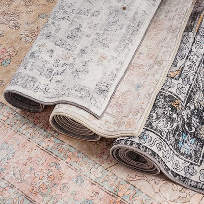 Rugs for Living Room, 8x10 Large Area Rugs Ultra Soft Washable, Vintage Boho Faux Wool Carpet for Dining Room, Bedroom, Office, Home Decor (Cinnamon)