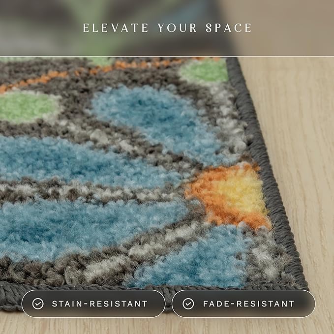 Maples Rugs Reggie Floral Kitchen Rugs Non Skid Accent Area Carpet [Made in USA], Multi, 2'6 x 3'10