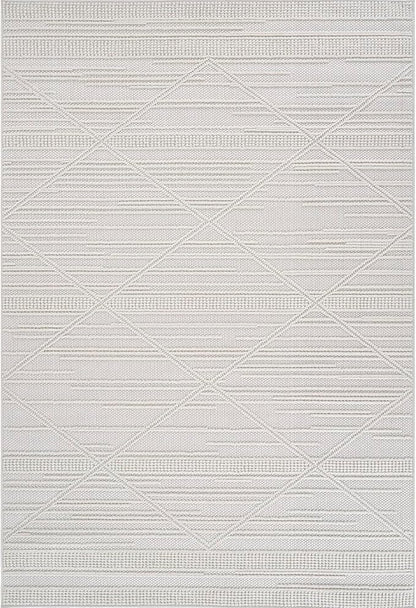CAMILSON Micro Loop Rug 9x12 Modern Luxury Geometric Arch Large Area Rugs Soft High and Low Pile Stain Resistant Easy-Cleaning Non-Shedding for Living Room Office Indoor Carpet (9 x 12 / White)