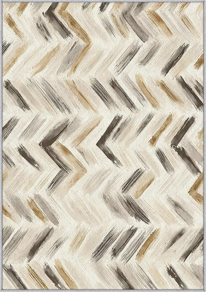 Washable 4x6 Chevron Rug Living Room, Modern Abstract Art Design Area Rugs for Bedroom, Chevron Home Decor Carpet, Low Pile, Non Slip, Kids & Pet Friendly (N4191)