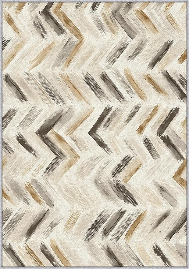 Washable 6x6 Chevron Rug Living Room, Modern Abstract Art Design Area Rugs for Bedroom, Chevron Home Decor Carpet, Low Pile, Non Slip, Kids & Pet Friendly (N4196)