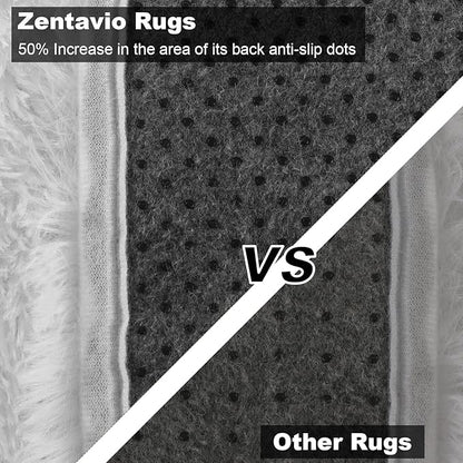 Zentavio White Living Room Rugs 8x10 Large Area Rugs for Bedroom Soft Fluffy Furry Shag Aesthetic Carpet Plush High Pile Floor Rug for Nursery Kids Room Dorm Home Decor