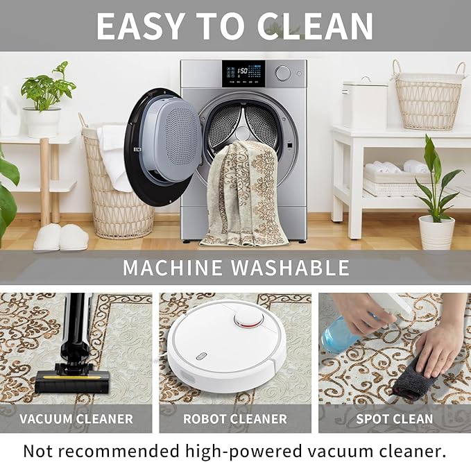 Easy-Going Boho Neutral Area Rug 2x3 Washable Entryway Rugs Front Door Mat Indoor Entrance Non-Slip Floral Brown Small Entry Rug for Living Room Bedroom Kitchen Bathroom Home Office Lightweight Carpet