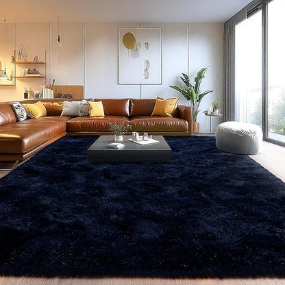 Area Rugs for Living Room, Soft Shaggy Carpets for Living Room, Fuzzy Rugs for Kids' Room, Perfect Decor for Modern Home Navy Blue 9x12 Feet