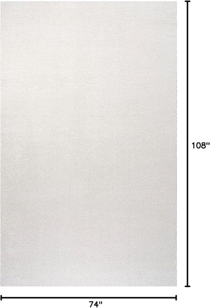 Eyely UES100T-6 Supersoft Haze Solid Low-Pile Indoor Area Rug, Coastal, Bohemian, Minimalist, Classic, Casual for Bedroom,Kitchen,Living Room,Non Shedding,Easy-Washing, Cream, 6 X 9