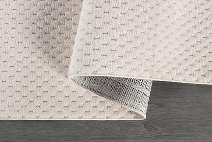 CAMILSON Modern Rug 8x10 Luxury Pebble Pattern Micro Loop Area Rugs Soft High-Low Pile Stain Resistant Easy to Clean Non-Shedding Durable Living Room OfficeIndoor Carpet (White)
