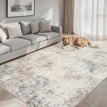 8x10 Area Rugs for Living Room - Washable Rug Modern Abstract Soft Large Neutral Non-Slip Carpet Indoor Floor Stain Resistant Thin Carpets for Bedroom Dining Room Farmhouse Nursery Home Office Multi