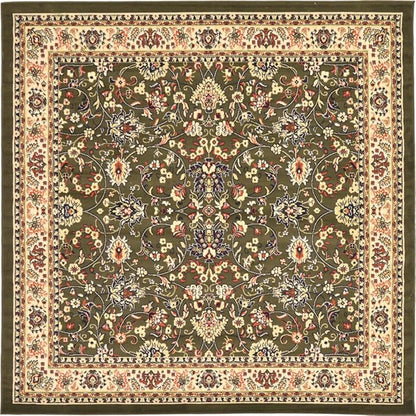 Unique Loom Sialk Hill Collection Area Rug - Washington (7' 10" Square Green/Hunter Green)
