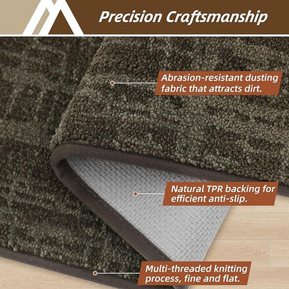 COSY HOMEER-Door-Mat,Dirt Trapper Entryway Rugs 24"x36" Non Slip Washable Entrance Mats,Absorbent Welcome Mat,Low Profile Dog Door Mats for Front Back Doomats and Wet Shoes,Brown