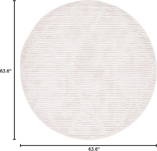 SAFAVIEH Marrakech Collection Area Rug - 5'3" Round, Beige, Moroccan Boho Tribal Tassel Design, Non-Shedding & Easy Care, Ideal for High Traffic Areas in Living Room, Bedroom (MRK517C)