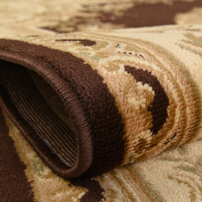 Rugs.com Chateau Collection Rug – 6 Ft Square Brown Medium Rug Perfect for Living Rooms, Kitchens, Entryways