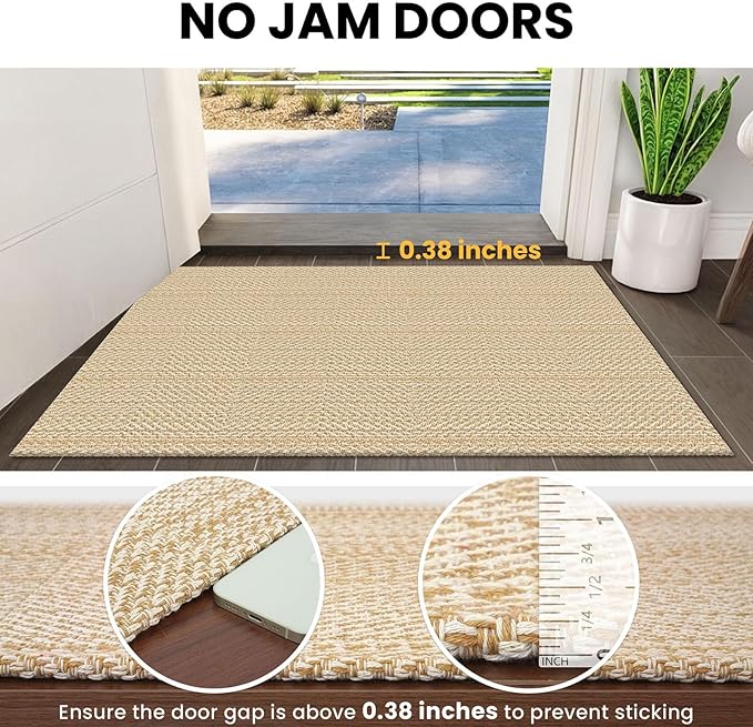 IOHOUZE Washable Runner Rug 2x7 Non Slip Runners for Hallways Entryway Runner Indoor, Kitchen Rugs Woven Cotton Floor Carpet for Kitchen Hall Entrance Bedroom, Warm Beige/Orange/Apricot