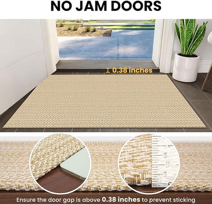 IOHOUZE Washable Area Rug 5x7 Non Slip Rubber Backed Rugs for Living Room, Dining Room Rugs Bedroom Rug, Woven Indoor Floor Carpet for Living Room Nursery, Warm Beige/Orange/Apricot