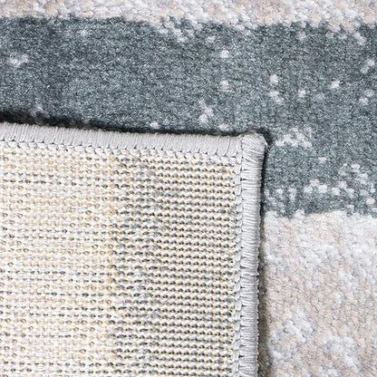 Superior Indoor Area Rug, Jute Backed, Modern Geometric Patchwork Floor Decor for Bedroom, Office, Living Room, Entryway, Hardwood Floors, Rockwood Collection, 2' x 3', Blue-Taupe