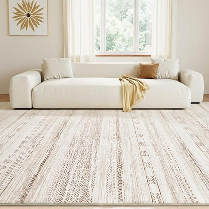 6x9 Area Rugs for Living Room Machine Washable Rug Distressed Indoor Carpet Neutral Moroccan Boho Rug Ultra Soft Area Rug for Bedroom Dining Room Playroom Office, Brown