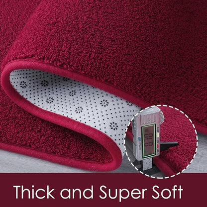 AROGAN Modern Shag Area Rug for Bedroom, 4x6 Feet Washable Rugs for Living Room, Indoor Floor Carpet Rugs, Plush Memory Foam Bedside for Kids Girls Teens Room Low Pile Rug Decor, Wine Red