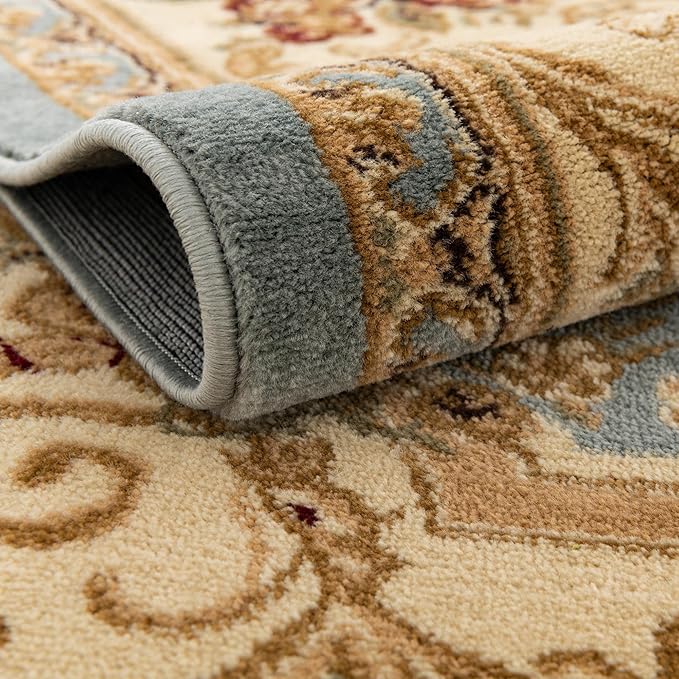 Rugs.com Chateau Collection Rug – 13' Round Light Blue Medium Rug Perfect for Kitchens, Dining Rooms
