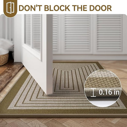 Front Door Mat 31''x47'', Absorbent Muddy Dirt Resist Washable Non Slip Low-Profile Indoor Doormat, Easy Clean Welcome Entryway Door Mats, Brown