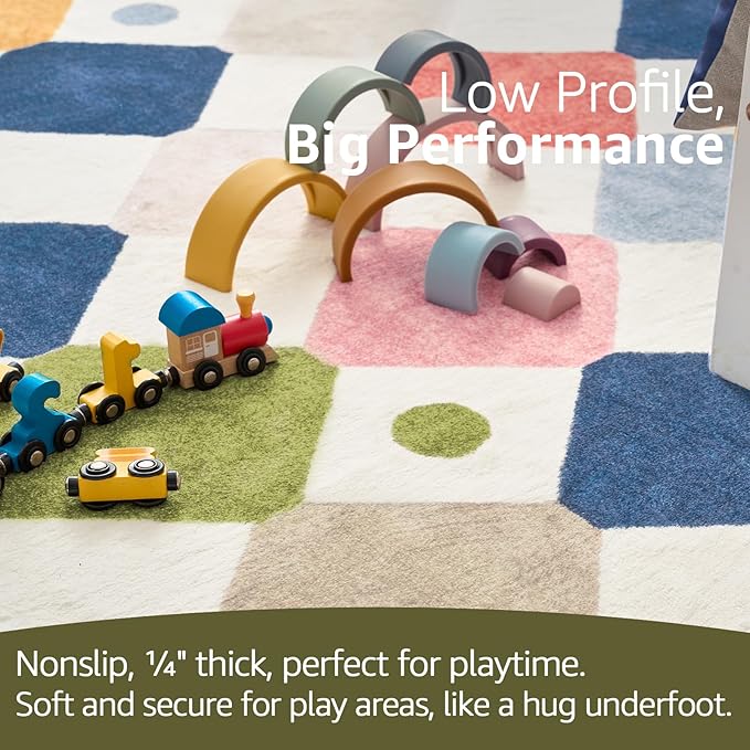 jinchan Macy Kids Rug for Classroom 8ft Radius Corner Washable Area Rug Modern Colorful Quarter Circle Rug Soft Non-Slip Carpet for Nursery Playroom Daycare Reading Nook Living Room Circus on Cream