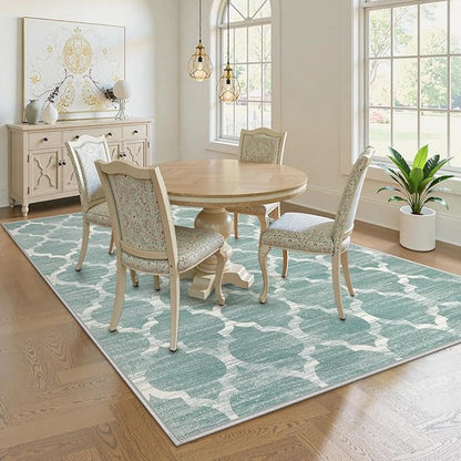 Lahome 5x7 Area Rug Green Rug Low Pile Indoor Washable Rugs for Bedroom Living Room Area Rugs 5x7 for Dining Room Foldable Non-Slip Thin Rugs Sage Green