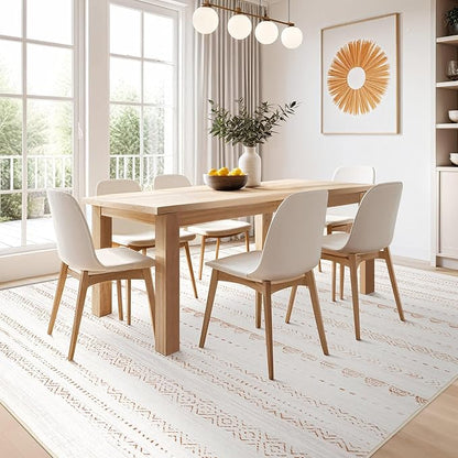 Nakagishi 10x14 Area Rugs Living Room: Washable Boho Large Neutral Modern Soft Stain Resistant Farmhouse Indoor Floor Rug Non Slip Accent Carpet for Bedroom Nursery Kids Playroom Office Dining Room