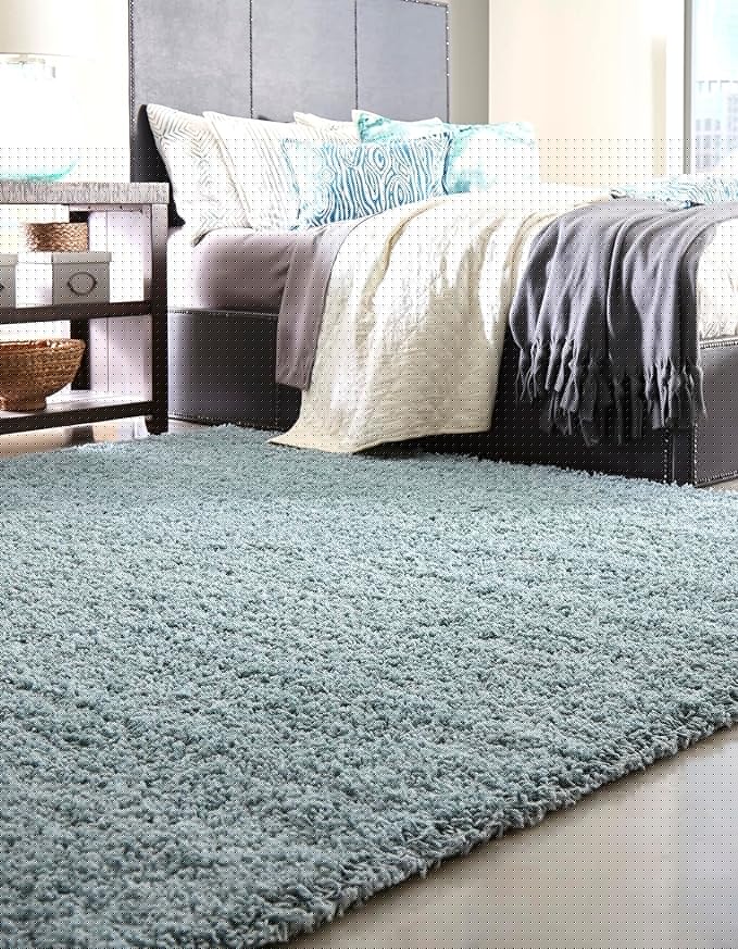Unique Loom Solid Shag Collection Area Rug (8' Square, Light Slate Blue)